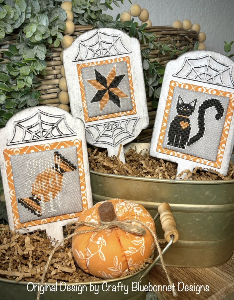 Crafty Bluebonnet Halloween Stitchy Stakes w/ Spooky Stakes, Fabric and Floss