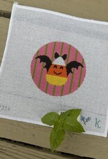 Kay Irby - K312 Halloween Round:  Candy Corn Bat  (18M)   4" Round