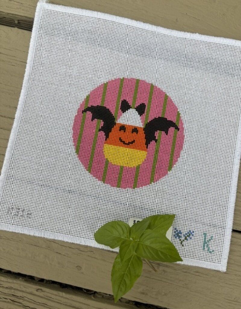 Kay Irby - K312 Halloween Round:  Candy Corn Bat  (18M)   4" Round