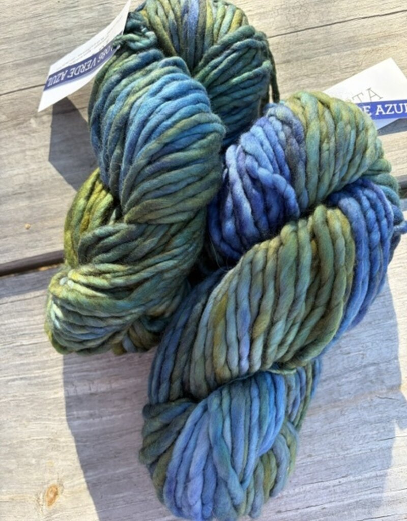 Malabrigo Atardecer Cowl with Rasta #2, Verde Azul