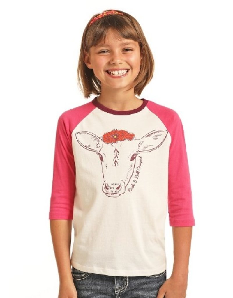 Rock and Roll Cowgirl RRCG Girls LS Tee Hot Pink