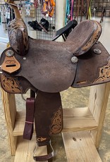 Circle J 15" Circle J  Leather Saddle Chocolate Rough Out American Made