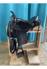 King Series King Series 17” Western Endurance Saddle w/Split Reins, Breast Plate, and Head Stall Embellished with Silver and Turqouise