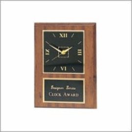 Walnut Clock Award - black plate..9" x 12