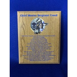 8 x 10 Chief Creed Plaque - Oak Finish