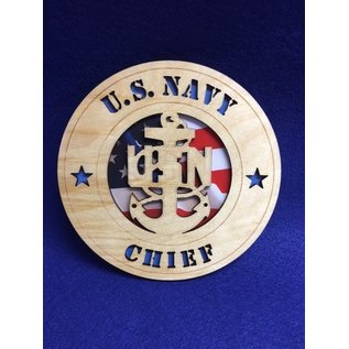 Morgan House US Navy Chief Medium Hanging wall tribute with picture, 5.75" circle area...