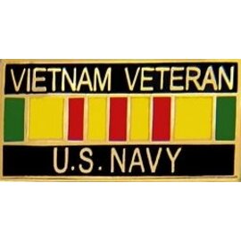 Vietnam Veteran United States Navy with Ribbon Pin - 15628 (1 1/8 inch)