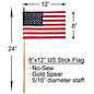 8" X 12" US Stick Flag No-Sew..Sold individually