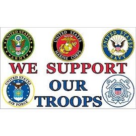 Support our Troops - 3x5 Nylon flag screen printed 1 sided