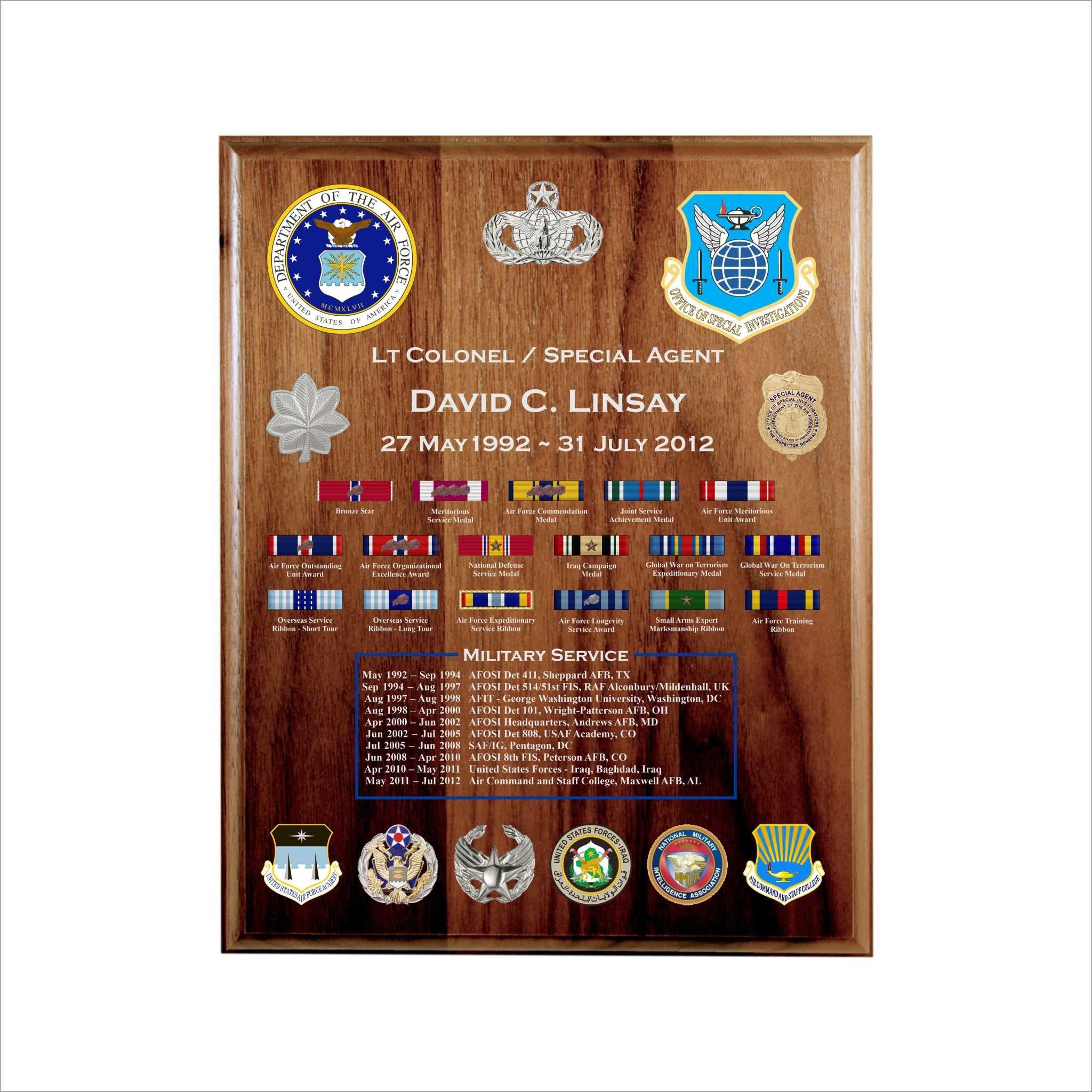 air force going away plaque