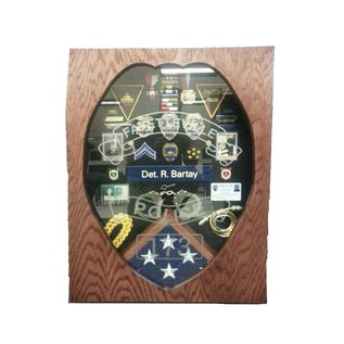 Morgan House Shadow Box in the shape of the Police Badge with a 3x5 flag area
