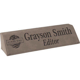 8.5" Grey Laserable Leatherette Desk Wedge