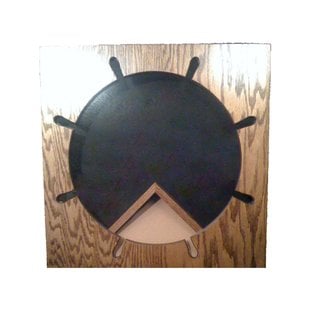 Morgan House Shadow Box in the shape of a Ships Wheel with a 3x5 flag area