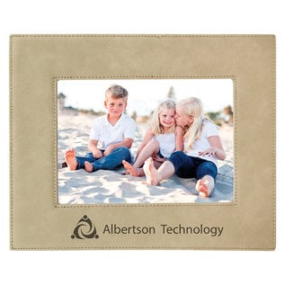 5" x 7" Light Brown Leatherette Picture Frame..Includes Simple Engraving