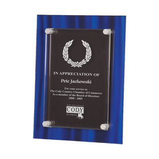 Floating Plaque - 9"x12" with 7"x9" Acrylic Plate  - Blue Velvet