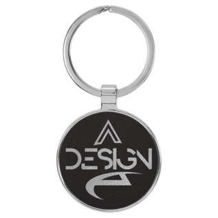 Round Keychain - 1 1/2" Laserable Leatherette/Metal