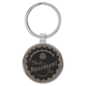 Round Keychain - 1 1/2" Laserable Leatherette/Metal