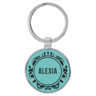 Round Keychain - 1 1/2" Laserable Leatherette/Metal