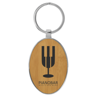 Oval Keychain - 3"x 1 3/4" Laserable Leatherette/Metal