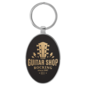 Oval Keychain - 3"x 1 3/4" Laserable Leatherette/Metal