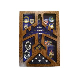 Morgan House Shadow Box in the shape of a KC-135 with a..3x5 Flag area