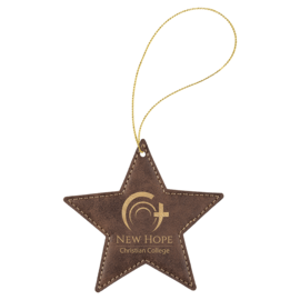 GIFT ITEMS Rustic/Gold Laserable Leatherette Star Ornament with Gold String