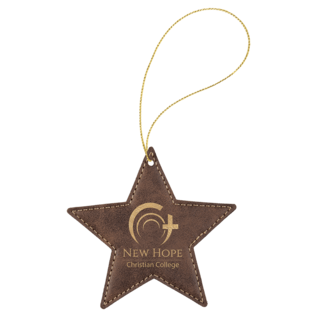 GIFT ITEMS Rustic/Gold Laserable Leatherette Star Ornament with Gold String