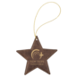 GIFT ITEMS Rustic/Gold Laserable Leatherette Star Ornament with Gold String