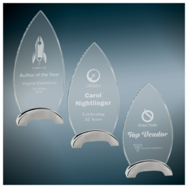 Oval Platinum Glass Award with Arch Metal Base