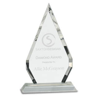 10" Crystal Diamond on Clear Pedestal Base