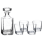 Square Glass Decanter Set with Four 11 oz. Glasses in a Black Gift Box