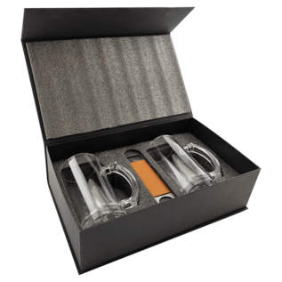 Beer Set with Two 14 oz. Mugs and One Rawhide Laserable Leatherette Bottle Opener