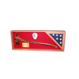 Morgan House Firefighter Axe Shadow Box Display with Chrome Axe & 3x5 Flag Case