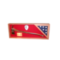 Morgan House Fire Axe Display with chrome axe and flag area in corner..44"L x 20"H