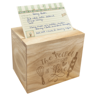 Personalized Wood Recipe Card Box – Engraved Recipe Storage Keepsake Gift