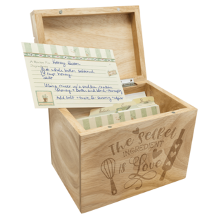 Personalized Wood Recipe Card Box – Engraved Recipe Storage Keepsake Gift