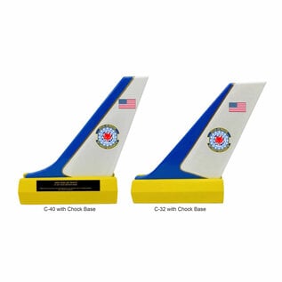 Tail Flash Display Wheel Chock – Freestanding Aircraft Tail Flash Holder with Custom Engraved Plate