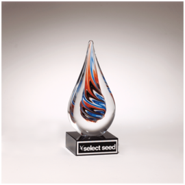 Teardrop Art Glass on Black Glass Base