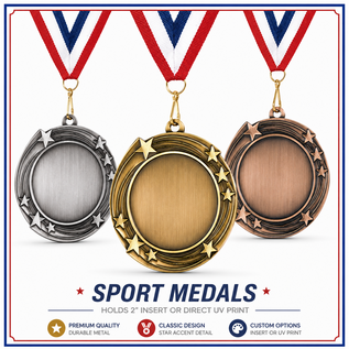2 3/4" Swirling Star 2" Insert Holder Medal