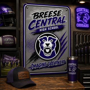Breese Central Cougars Alumni Parking Sign – 12" x 18" Printed Aluminum Sign (Single-Sided)