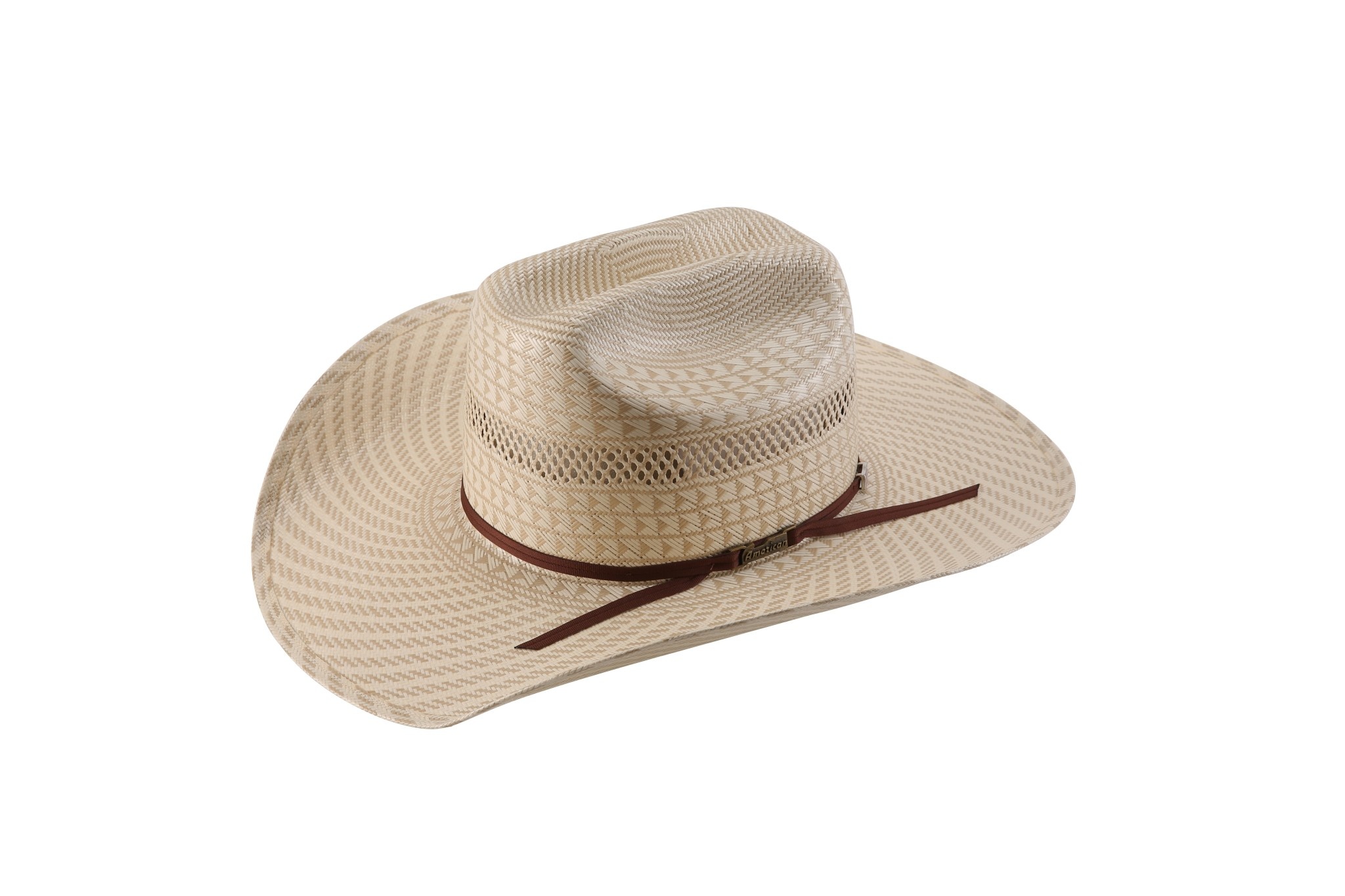 American Hat Straw - 6100 - Vented Swirl Pattern - Ivory / Tan