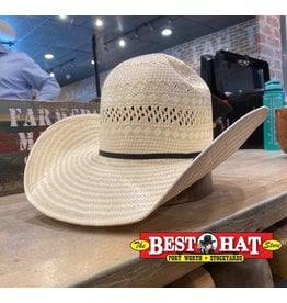 Round Top Palm Straw Hat - Oak colored