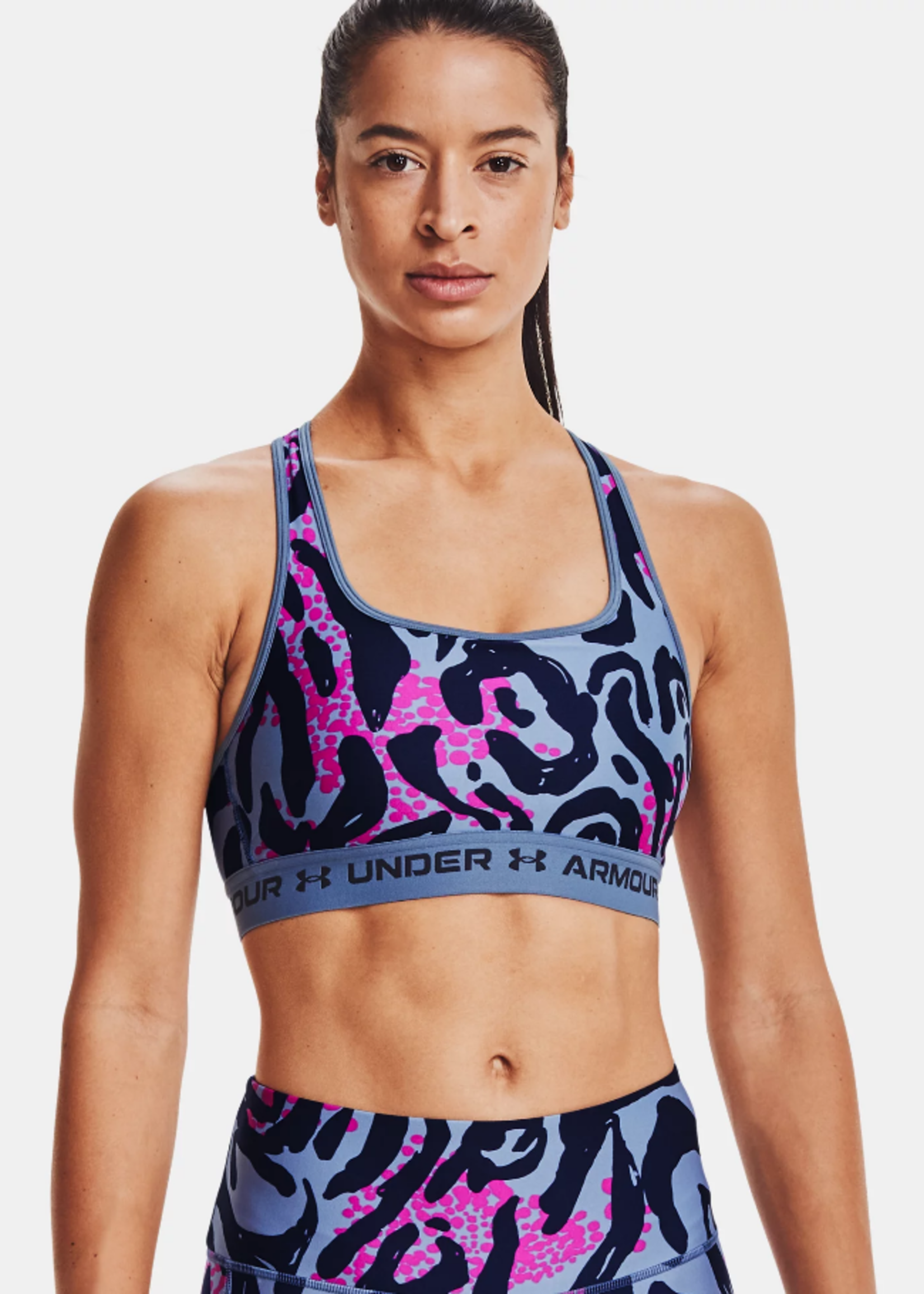 Under Armour WOMEN'S ARMOUR® MID CROSSBACK PRINTED SPORTS BRA 1361042