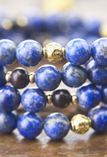 Japa Mala Japa Full Mala - Lapis Lazuli + Brass + Ebony