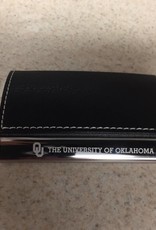 LXG OU The Univ. Of Okla. Black Faux Leather/Chrome Business Card Holder