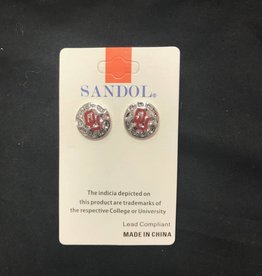 Sandol Sandol OU Round Disk Silvertone Earrings