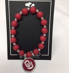 FTH FTH OU Sooners Silicone Bead Stretch Bracelet