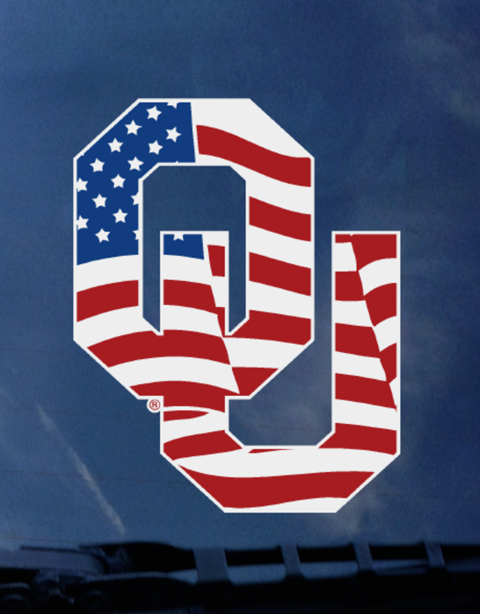 Color Shock OU Waving Flag Auto Decal 4.7"x3.5"