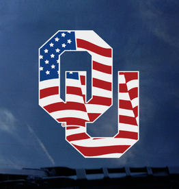 Color Shock OU Waving Flag Auto Decal 4.7"x3.5"