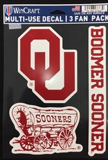 WinCraft OU/Schooner/Boomer Sooner 3pk Decals